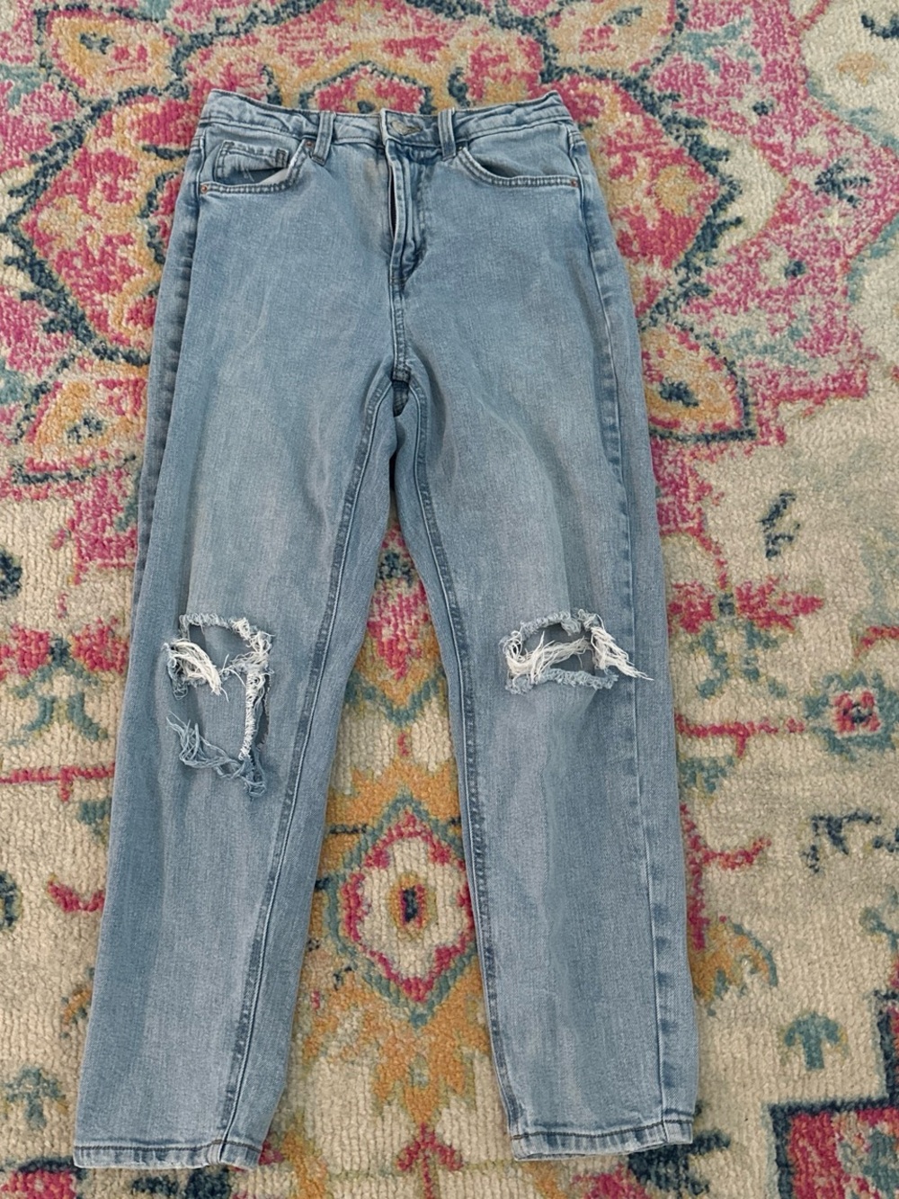 wild fable Light Blue Distressed Straight-Leg Jeans